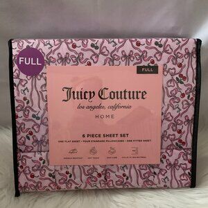 JUICY COUTURE Cherry & Bow Full Sized Bed Sheets in Pink
